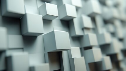 A background design featuring abstract geometric blocks rendered in 3D.
