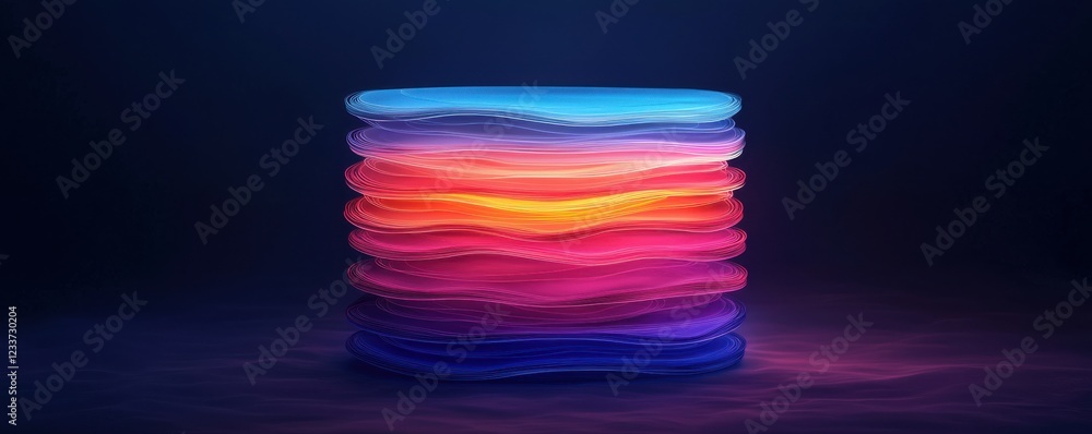Aufkleber vibrant abstract waves blending colors in a mesmerizing stack.