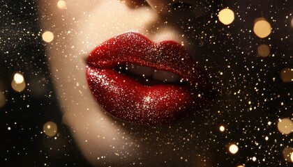 Sparkling Red Lips: A Festive Close-Up