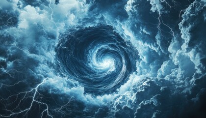 Maelstrom of the Heavens: Oceanic Vortex and Electrifying Storm Clouds