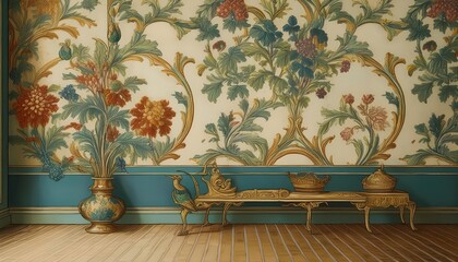Timeless Vintage Floral Wallpaper Design, Featuring a Striking Array of Blooms against a Worn, Antique Background, Exuding an Aura of Elegance and Nostalgia.