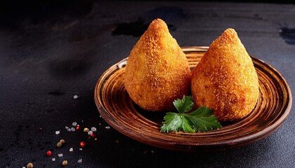 Brazilian traditional snack coxinha stuffed with chicken