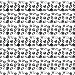 Seamless pattern with black and white flowers on a white background