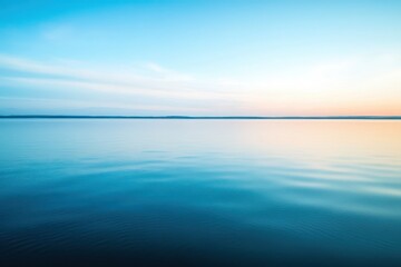 Obraz premium Calm lake sunset, tranquil water, peaceful sky, nature backdrop, website banner