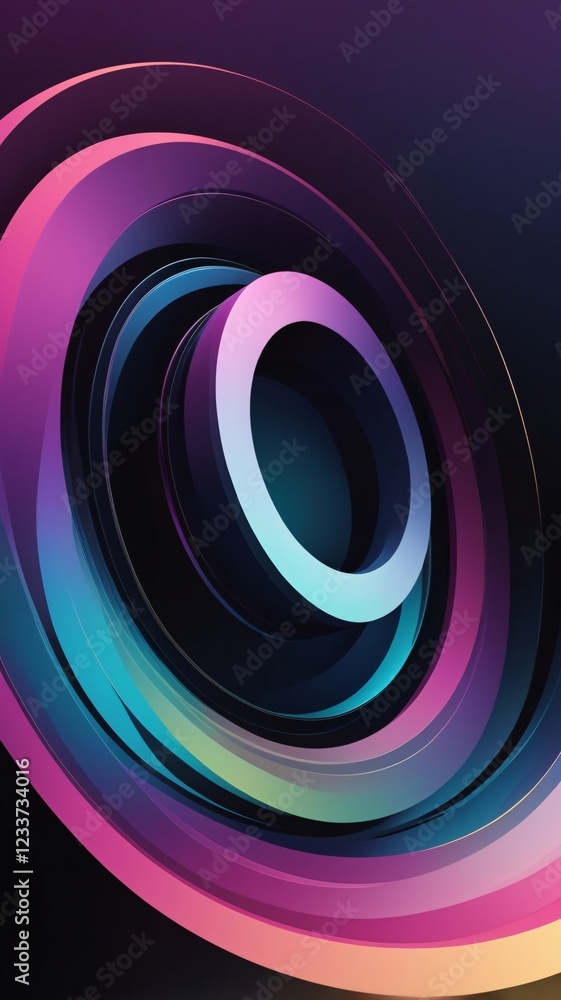 Poster abstract colorful circular gradient design with modern vibrant patterns, perfect for phone wallpaper