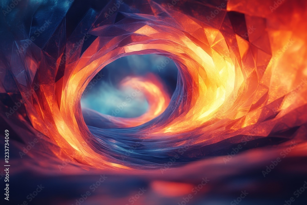 Poster abstract glowing vibrant wave arcs forming dynamic polygonal textures, generative ai