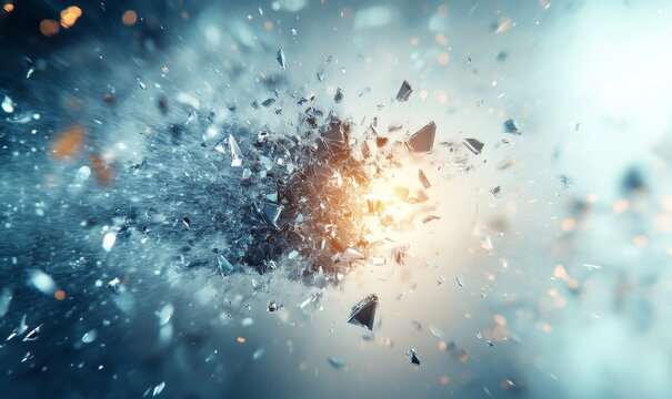 Abstract 3D rendering of floating shards in an abstract vortex. Dynamic motion and depth., Generative AI