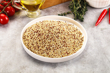 Raw dry quinoa seeds cereal