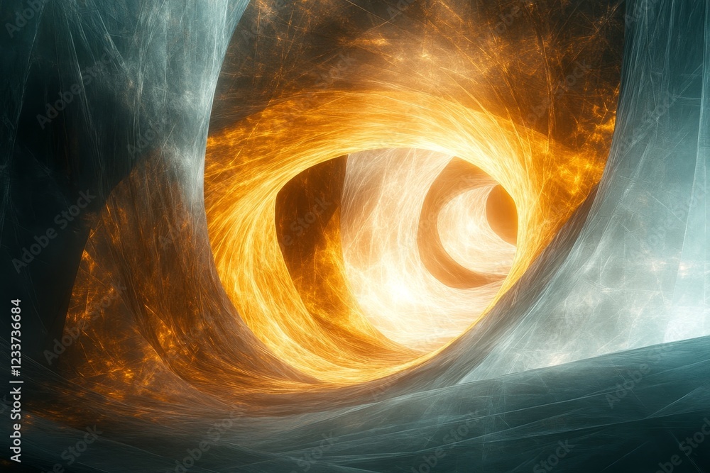 Poster abstract glowing polygonal layers forming dynamic arcs, generative ai