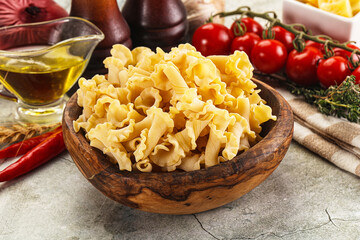Raw dry Italian pasta - campanelle