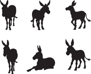 silhouettes of donkey