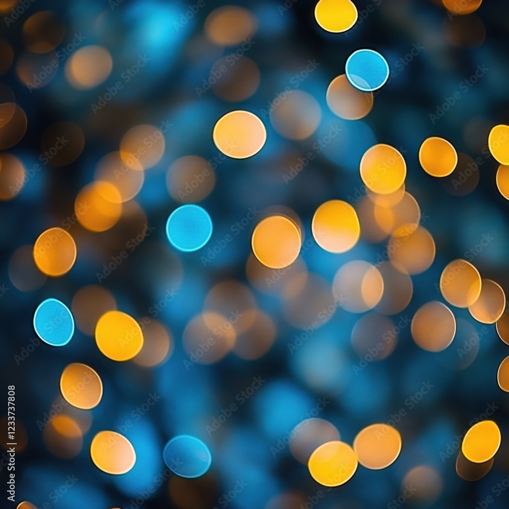 Aufkleber abstract bokeh lights with blue and yellow circles creating a festive and dreamy background