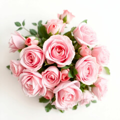 Obraz premium Top-View Studio Shot of Pink Rose Flowers