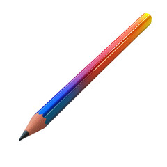 The image shows a single sharpened colored pencil with a rainbow gradient effect on a black background.