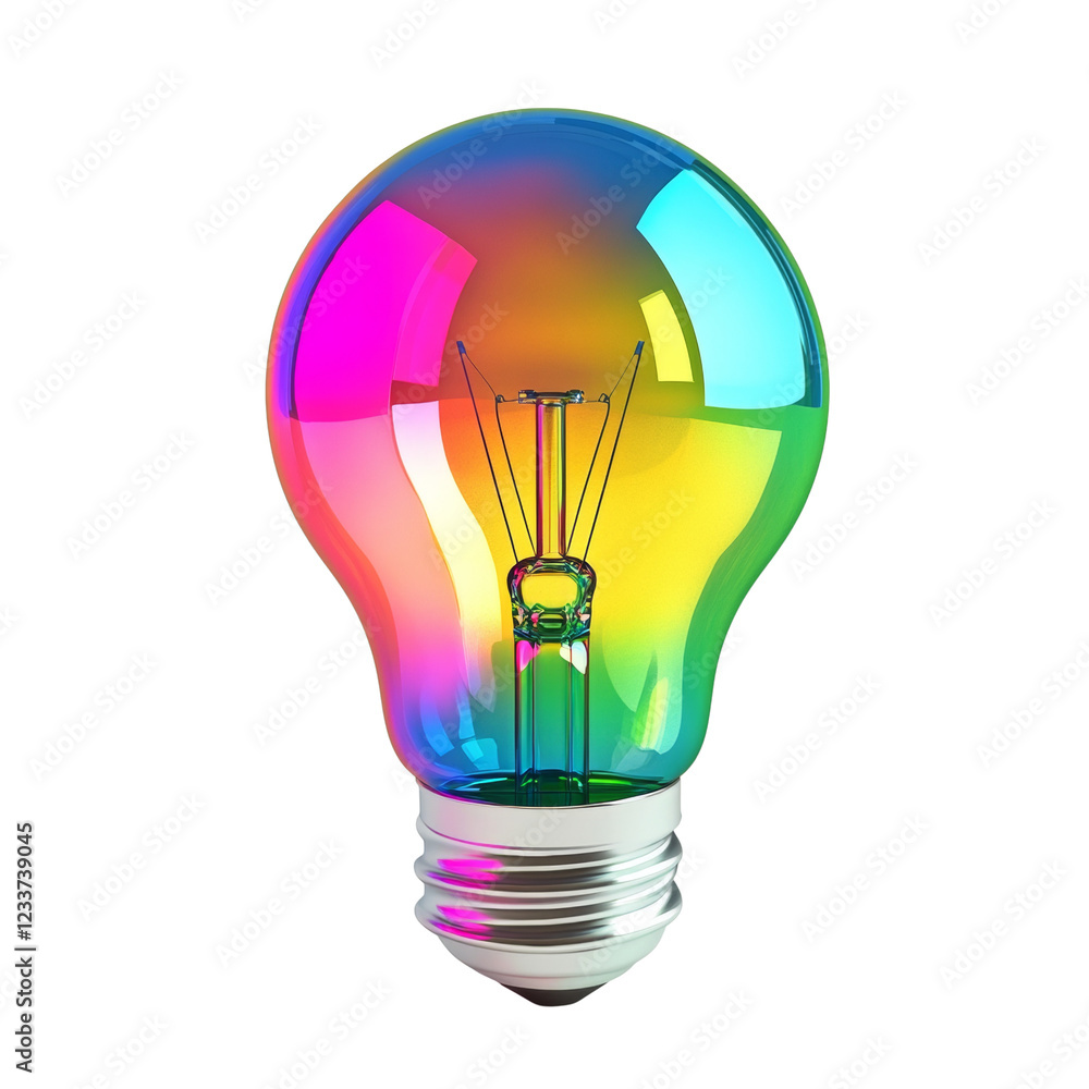 Poster The image shows a lightbulb with a rainbow iridescent effect showcasing vibrant colors and symbolic of new ideas.
