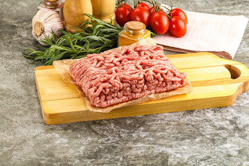 Raw uncooked red minced meat