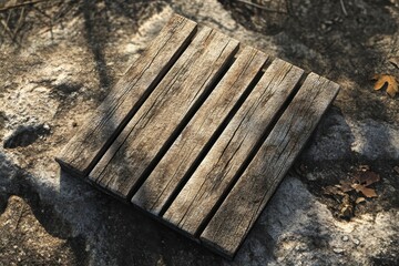 Fototapeta premium Rustic wooden square path stone ground autumn