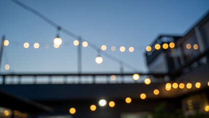 Defocused String Lights at Twilight