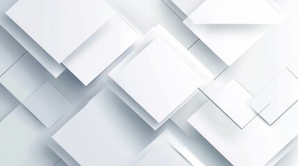 Obraz premium A clean and modern abstract background featuring layered white geometric shapes with subtle shadows.