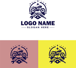 Motorcycle Repair icon Motorbike maintenance Motorcycle servicing Bike repair flat logo sign symbol editable vector