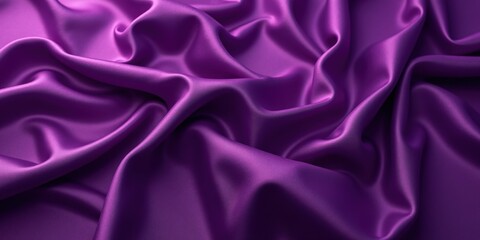 Obraz premium Deep violet satin glistens in close-up, its smooth, glossy surface alive with flowing folds that dance gracefully, capturing light and shadow beautifully