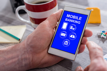 Mobile banking concept on a smartphone