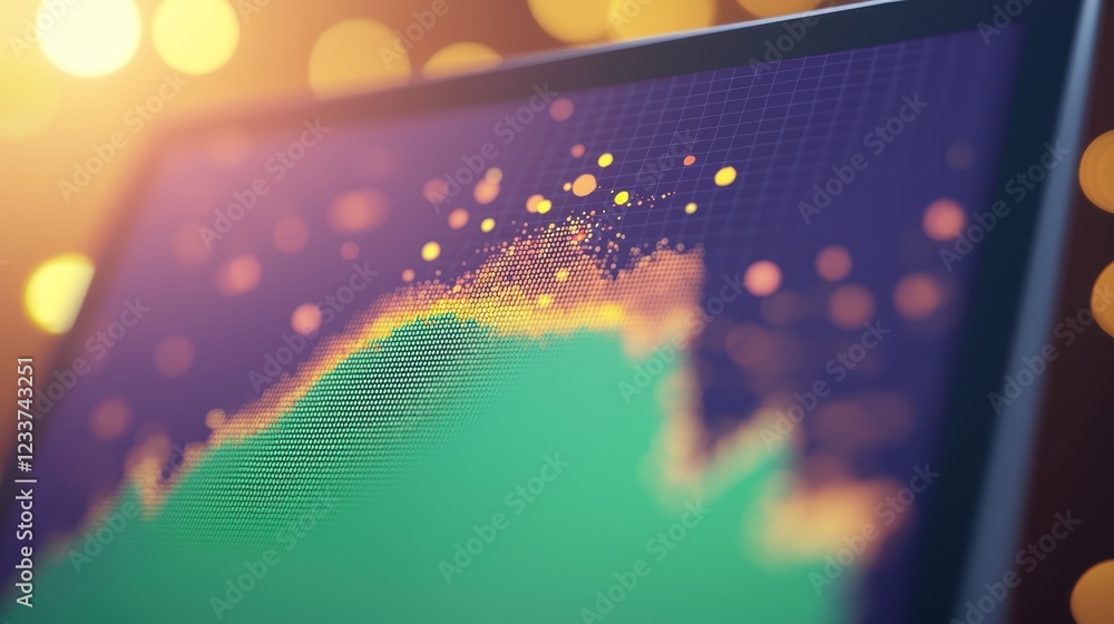 Poster colorful data visualization with abstract bokeh lights