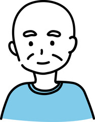 Obraz premium シンプルな坊主のおじいさんの顔のイラスト