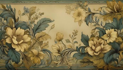 Timeless Floral Texture Vintage Old Floral Wallpaper Detailing, Showcasing Rich Colors and Intricate Designs, Perfect for Vintage Decor or Artistic Backdrop