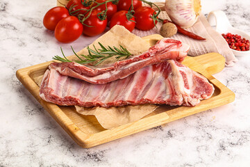 Raw lamb ribs rack for cooking