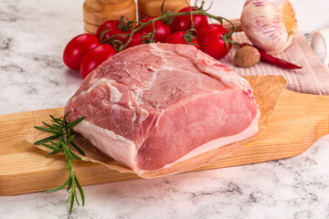 Raw pork meat piece for cooking