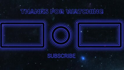 Blue neon thanks for watching outro animation. A futuristic blue neon "Thanks for Watching" outro animation, video end screens, streaming content.