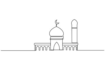 Islamic icon continuous one line drawing and minimalist style isolate outline vector illustration