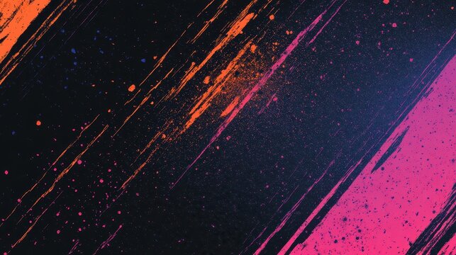 A dark, retro banner design with an abstract grainy background featuring a magenta, orange, and black gradient.
