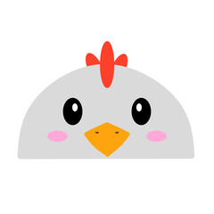 cute white cock vector, cartoon white cock face, drawing white cock face easy and simple full color. cute chiken vector. 