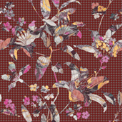 Stylish Nature Inspired Pattern with Flowers & Leaves