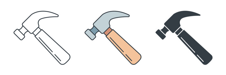 Hammer icon symbol vector illustration isolated on white background