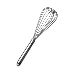 Sleek Stainless Steel Whisk Isolated on Transparent Background