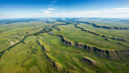 aerial, landscape, nature, mountain, field