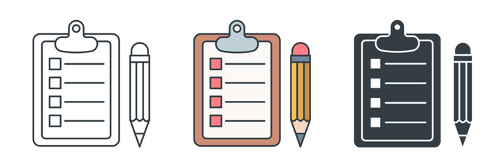 Clipboard with Pencil icon symbol vector illustration isolated on white background