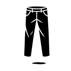 Classic Black Jeans Icon: A simple yet stylish illustration of a pair of classic black jeans, presented in a clean and modern design, perfect for fashion, apparel, and style-related projects. 