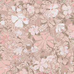 Colorful Botanical Texture Seamless Pattern Design