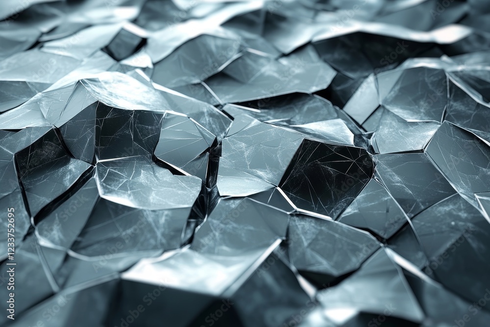 Aufkleber abstract 3d rendering of futuristic low-poly surfaces. cracked and distorted textures., generative a