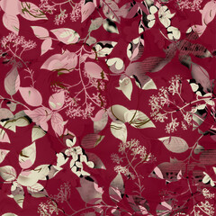 Colorful Botanical Texture Seamless Pattern Design