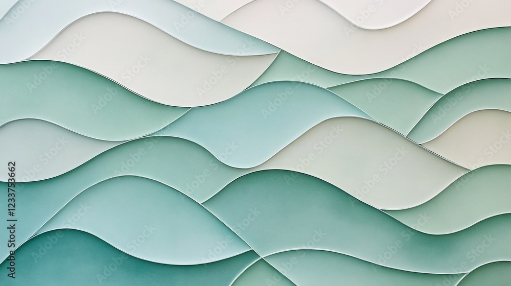 Aufkleber abstract wavy pattern with gradient of light to dark greens and white background