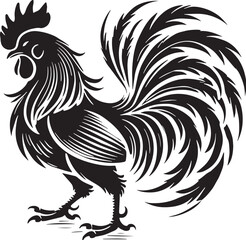 Black Chicken Silhouette Vector, High Quality Illustration on White Background