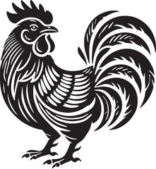 Black Chicken Silhouette Vector, High Quality Illustration on White Background