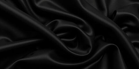 Smooth, glossy black satin exudes elegance, its slight wrinkles adding a touch of sophistication to its sleek finish