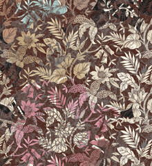 Colorful Flower and Leaf Texture Background