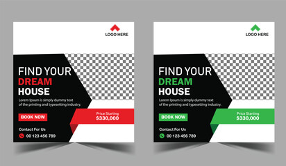 Creative real estate social media square post design